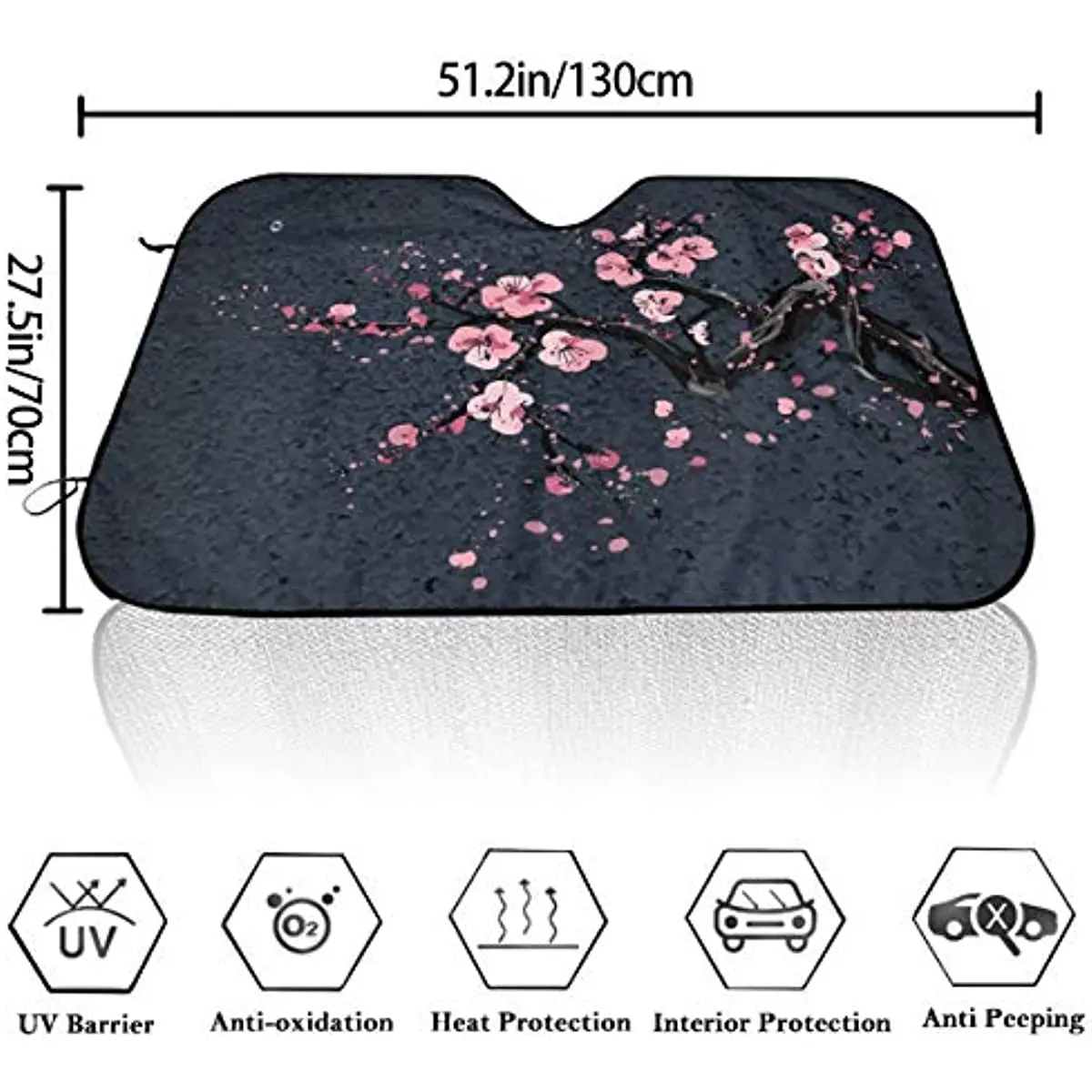 Foruidea Japanese Cherry Blossom Tree Car Windshield Sun Shade Auto Sunshade for Car Truck SUV-Blocks Rays Sun Visor Protector-K