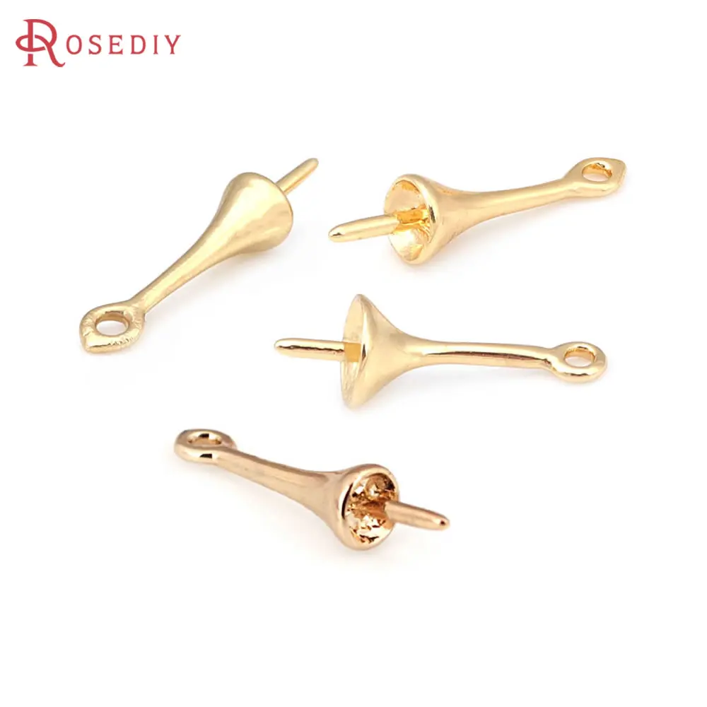 10PCS Cap 3MM 3.5MM 4MM 5MM 18K Gold Color Brass Half Pins Caps Half Hole Beads Caps Jewelry Making Diy Findings Accessories