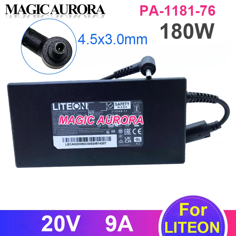 Original LITEON PA-1181-76 Power Adapter 20V 9A 180W 4.5x3.0mm For THUNDEROBOT 911 2023 Wild Hunter Gaming Laptop Charger Black