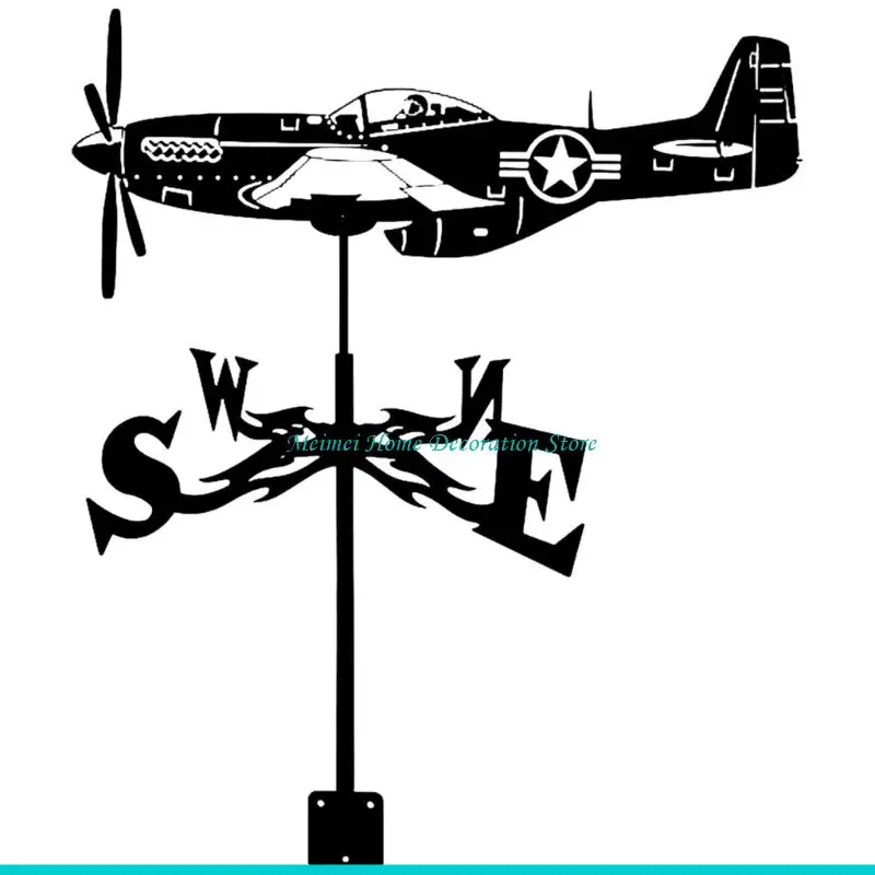 

H7BF ручной металлический флюгер уличные индикаторы ветра истребитель для крыши садового сарая