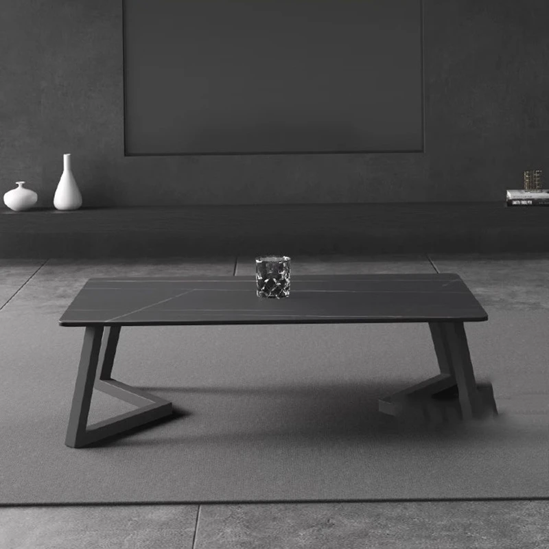 طاولة قهوة مستطيلة سوداء غير منتظمة وبسيطة لتوفير المساحة، طاولة جانبية لطيفة وفريدة من نوعها، ديكورات غرفة مساعدة جمالية ميسا #4