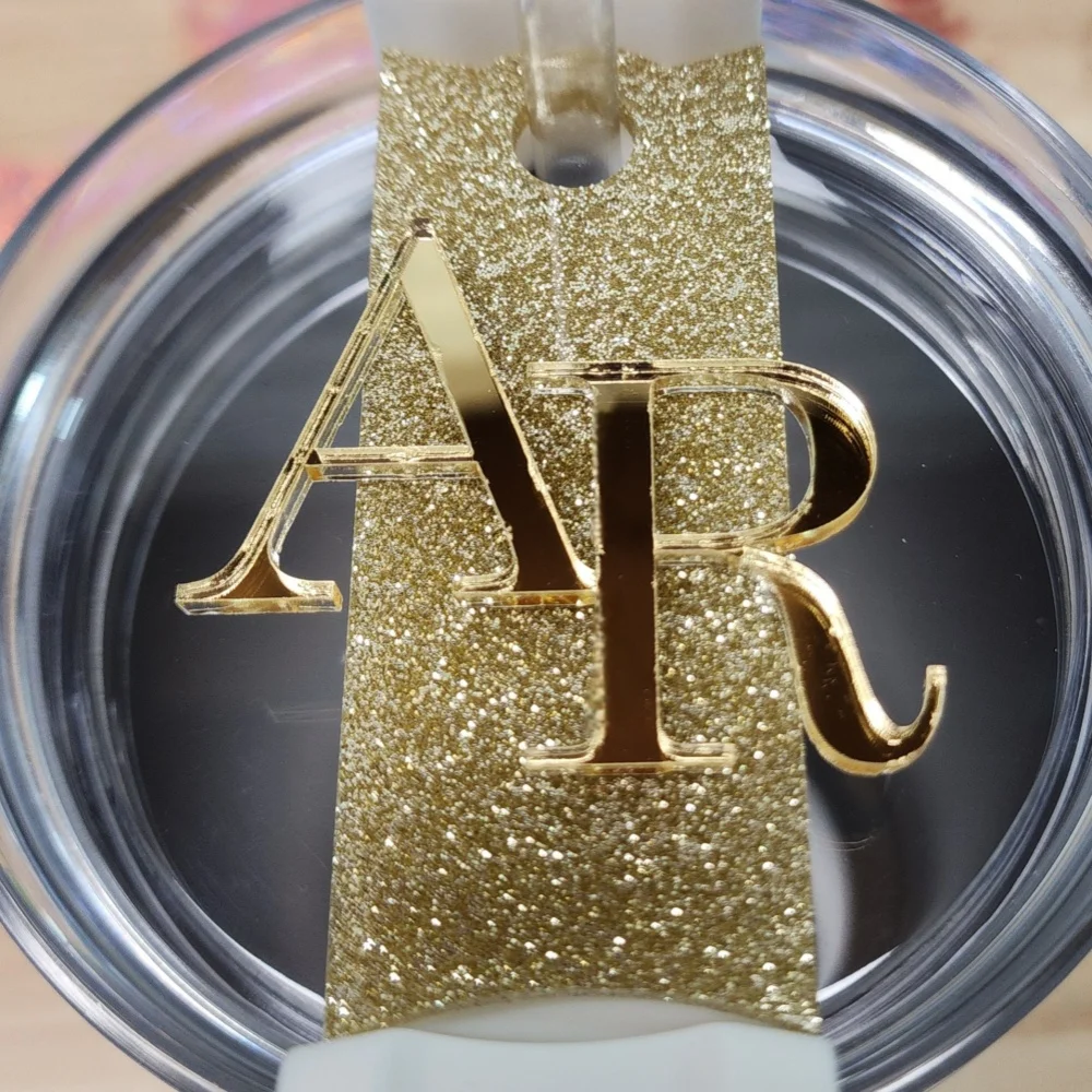 Customized chocolate golden water bottle cup label | Golden glittering letters | Name decoration | Brown mirror - view 4