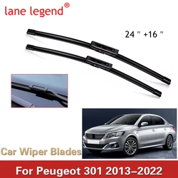 Car LHD Front Wiper Blades For Peugeot 301 2013-2022 2pcs Brushes Washer Windscreen Windshield Accessories 24