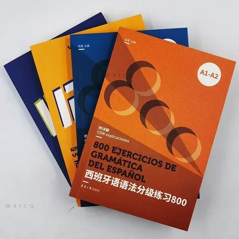 4 Books Spanish graded exercises with 800 questions + Spanish quick breakthrough 1200 questions (vocabulary + grammar) textbook