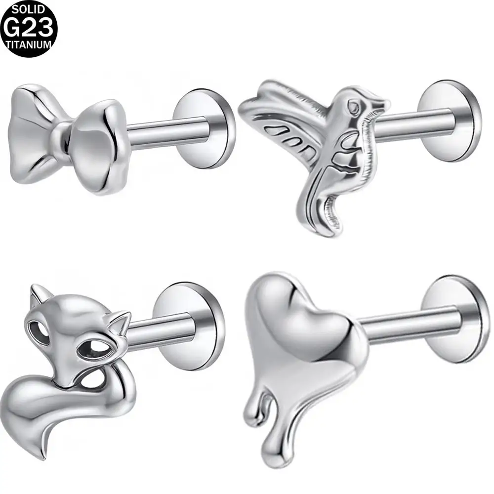 1pc of G23 Titanium Minimalist Earrings Versatile for Daily Gift Various Styles Lip Nose Studs Body Piercing Jewelry 16G 18G