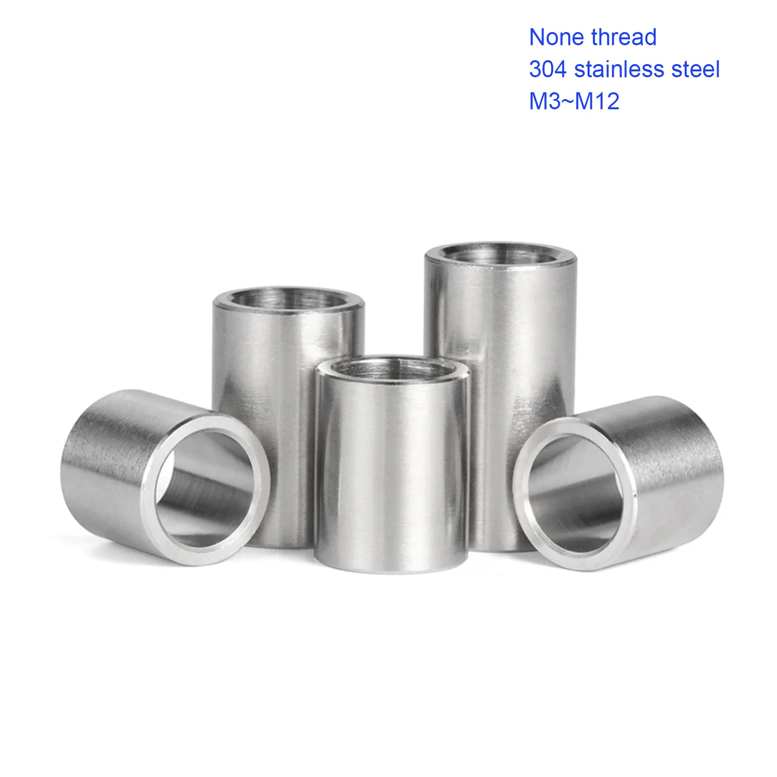 5Pcs M3 M4 M5 M6 304 Stainless Steel Long Cylindrical Bushing, Hollow Shaft Sleeve Liner, Unthreaded Screw Spacer, Pin Sleeve