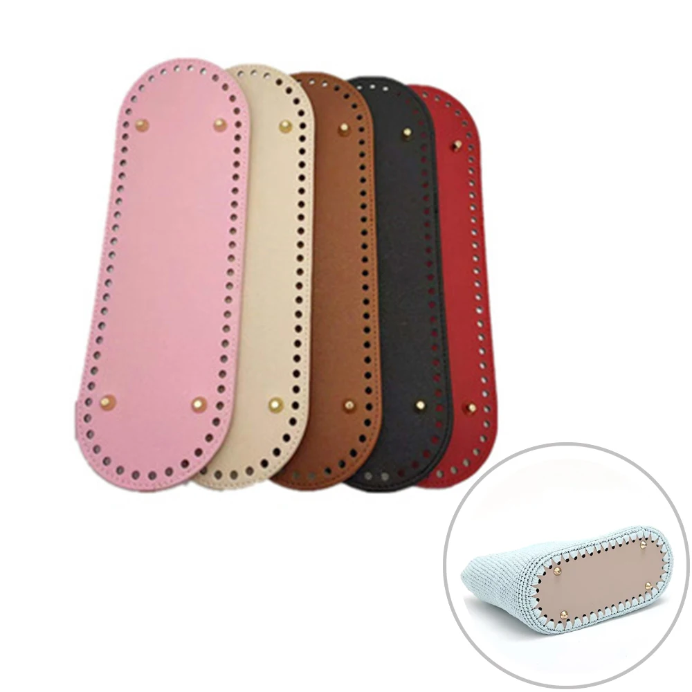 

Oval Long Bottom For Handmade Knitted Bag Pu Leather Bag Accessories Diy Crochet Bottom With 38 Holes Handbag Parts