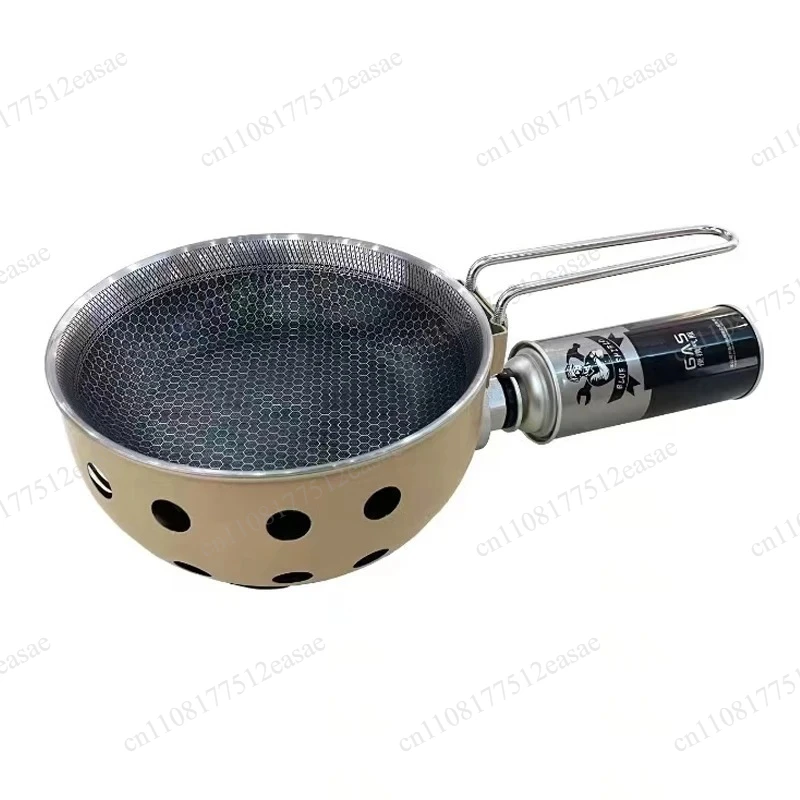 Stainless Steel Portable Butane Gas Stove With Pot Outdoor Camping Hiking Picnic Cooker