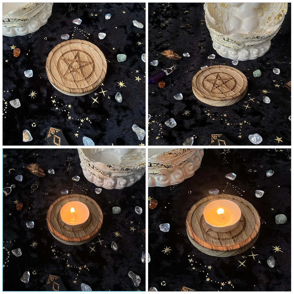 

Rustic Wooden Holder Five Pointed Star Shape Ideal for Desk Table Bedroom Romantic Atmosphere Candlestick Wood