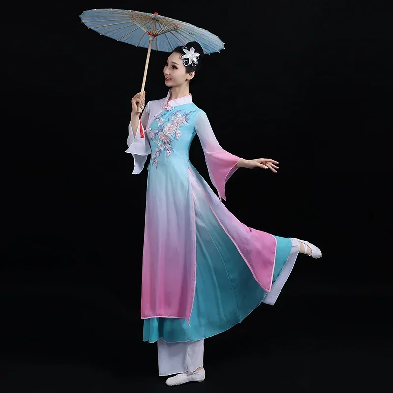 Ancient Chinese Costume Women Folk Dance Adults Yangko Stage Clothing Fairy Folk Dress Stage Wear Yangko Performance Clothing