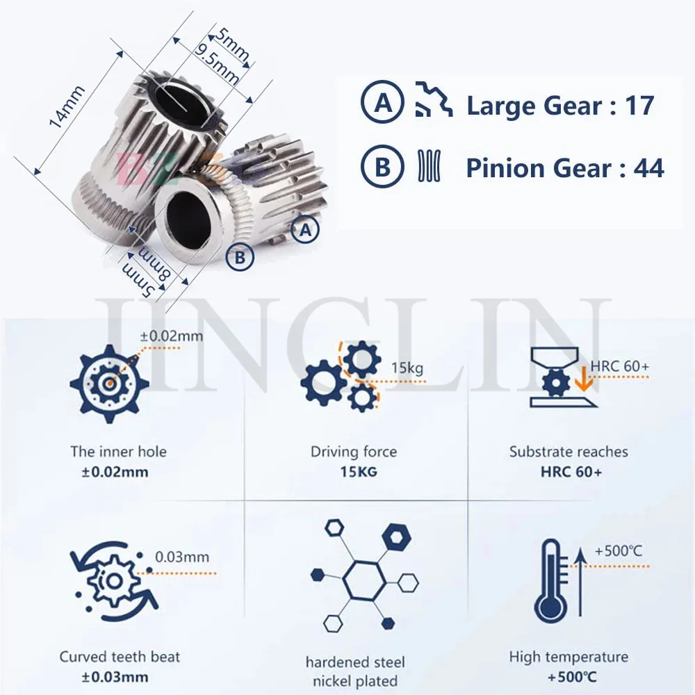 Upgrade Dual-Drive-Getriebe-Extruder-Kit aus gehärtetem Stahl, vernickelt, für Prusa 3D-Drucker MK2/MK2.5/MK3/S Extruder 3D-Druckerteile – Detail 3