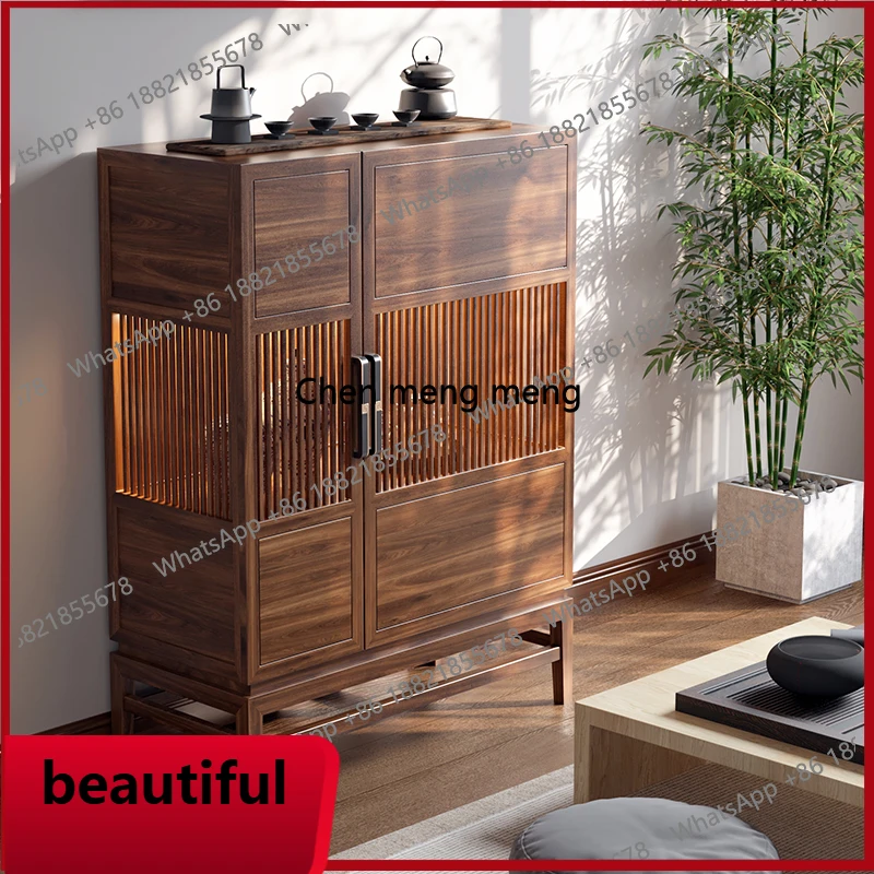 

X Black walnut color side cabinet, small apartment at the door of the household, entrance, against the wall, storage cabinet