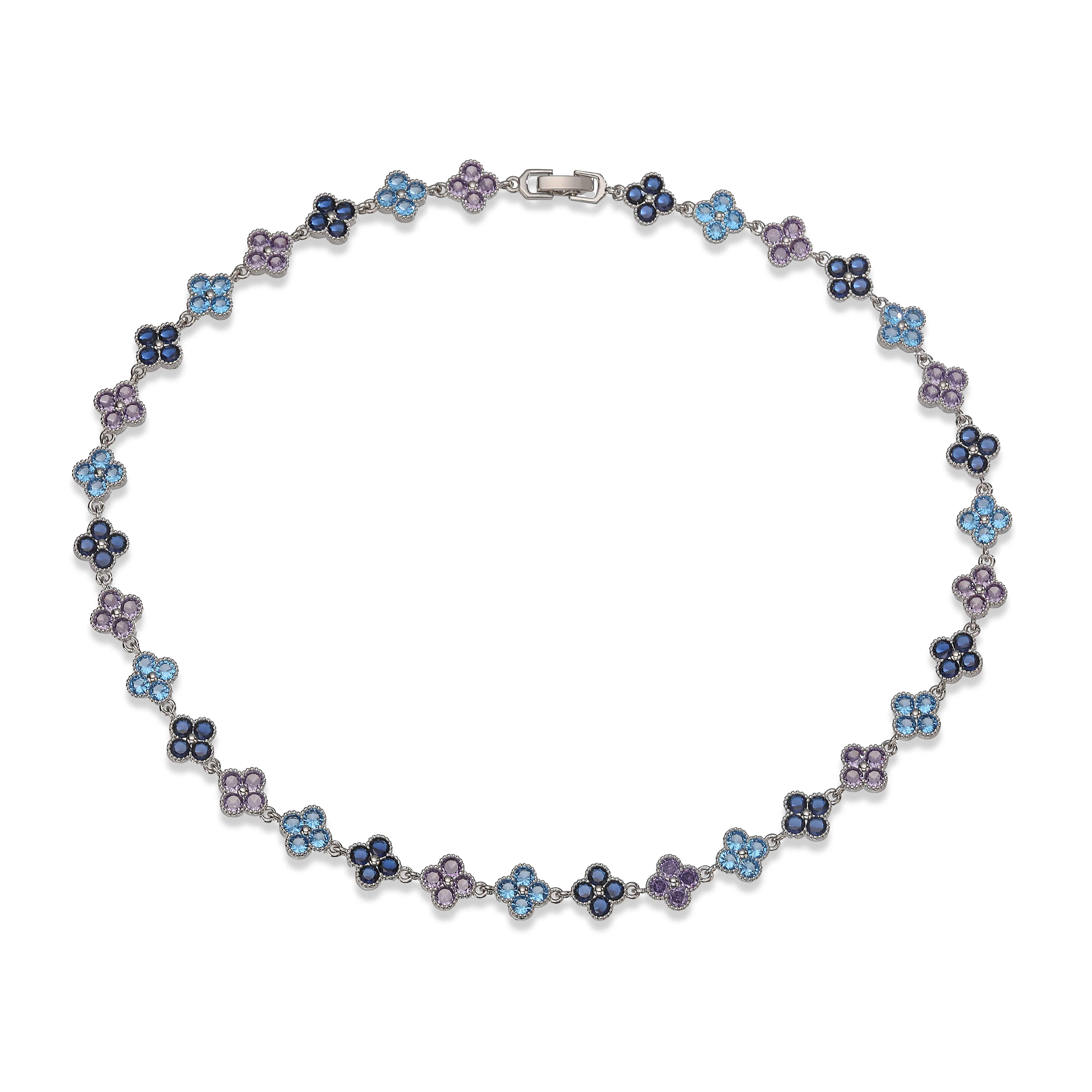Multi-Color Zircon Flower Bracelet/Necklace Gift Set
