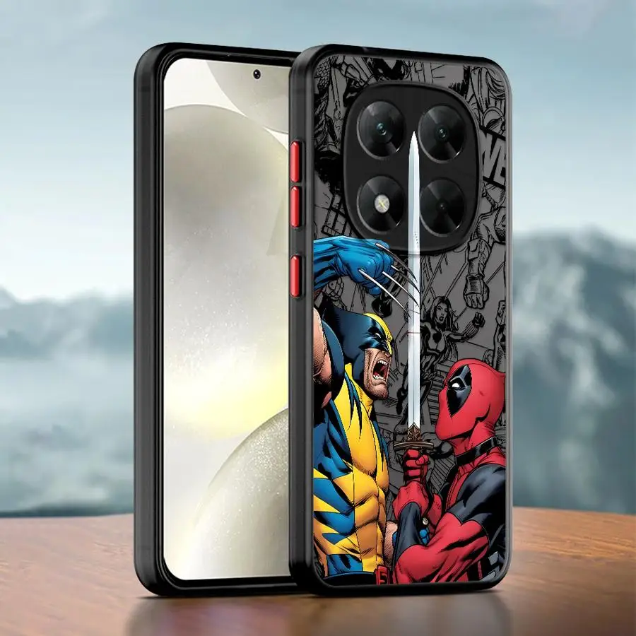 Чехол WolveriNe и Дэдпул для Xiaomi Redmi Note 13 10 14 Pro Plus 12 10S 11 11S, матовый чехол для телефона