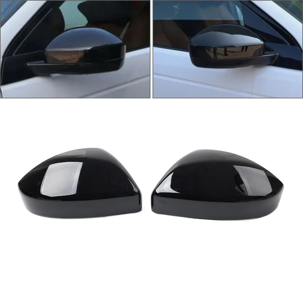 Glossy Black Car Rearview Mirror Cover Cap For Jaguar E-Pace F-Pace For Land Rover Range Rover Evoque Discovery Sport