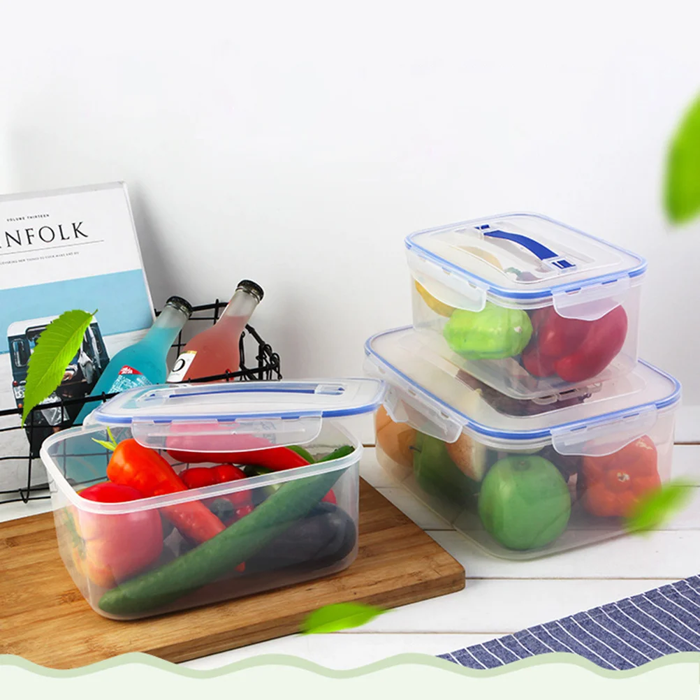 

Plastic Airtight Food Storage Container Rectangular Box 3800ml Handle Sealed Preservation Crisper Plastic Crisper