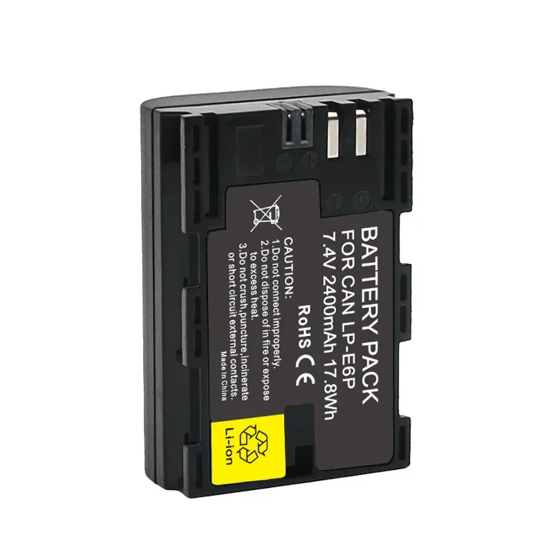 LP-E6P 7.4V 2400mAh Li-ion Battery for Canon R52 R5 Mark II R5C R6II R7 5D4 60D 70D Camera Battery Pack Rechargeable Li-ion