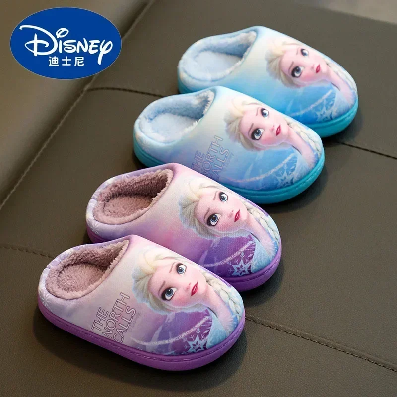 Kid Cartoon Frozen Anna Elsa Sofia Children Cotton Slippers Autumn Winter Warm Princess Baby Girl Indoor Bedroom Home Shoes Sock