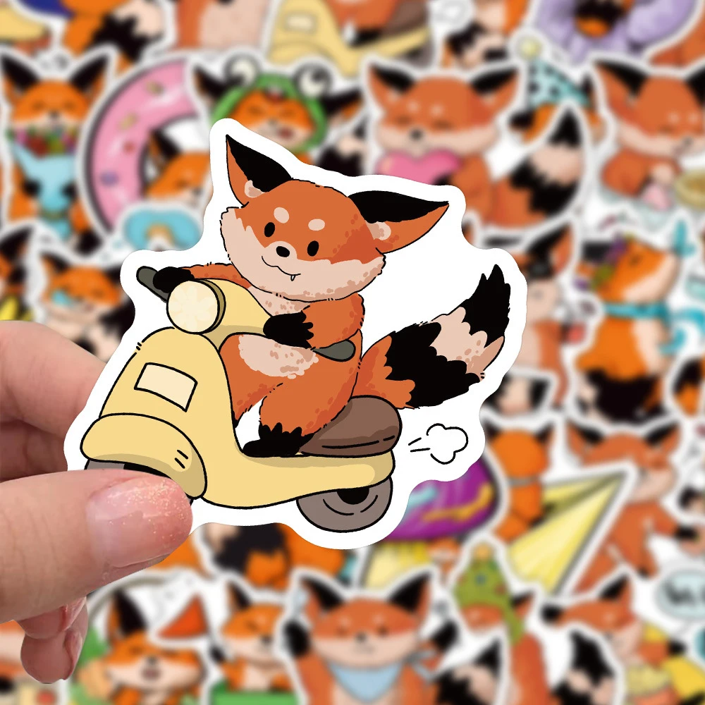 10/30/60pcs Cute Animal Fox Vulpes Graffiti Stickers for Laptop Luggage Phone Car Bike Waterproof Cartoon Sticker Decal Kid Toys