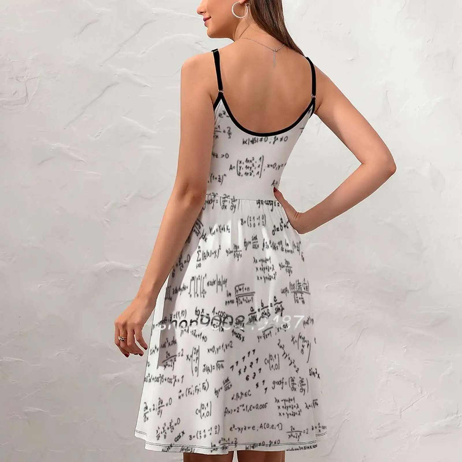 Math Formulas And Numbers Sling Dress Women Summer Printing Condole Belt Dresses Math Formulas Mathematics Mathematical