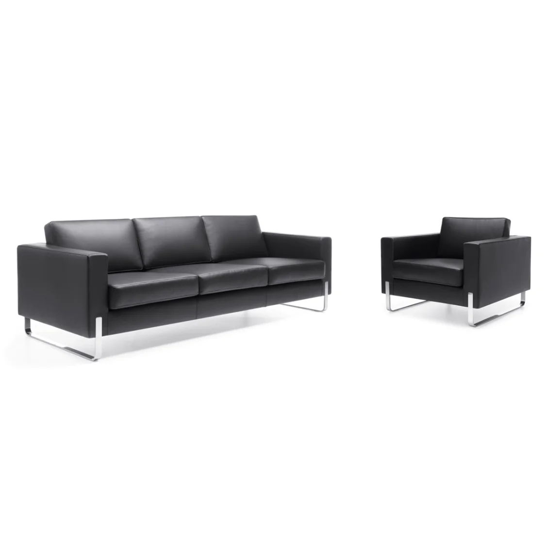 Modern Office Metal Legs Leather Executive Sofa For Boss Office Supervisor Room Reception Multiple Colors Contemporary Design