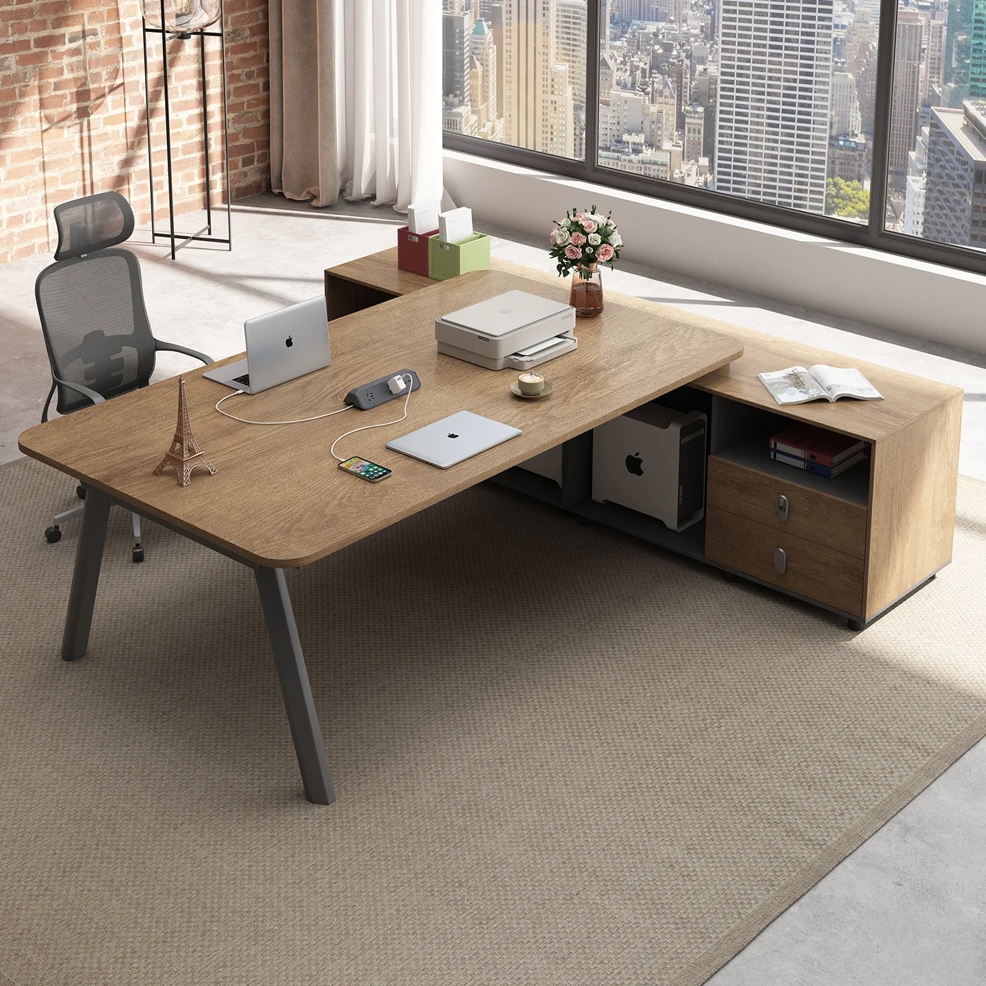 Simple desk Modern double financial computer Boss manager Opposite office combination