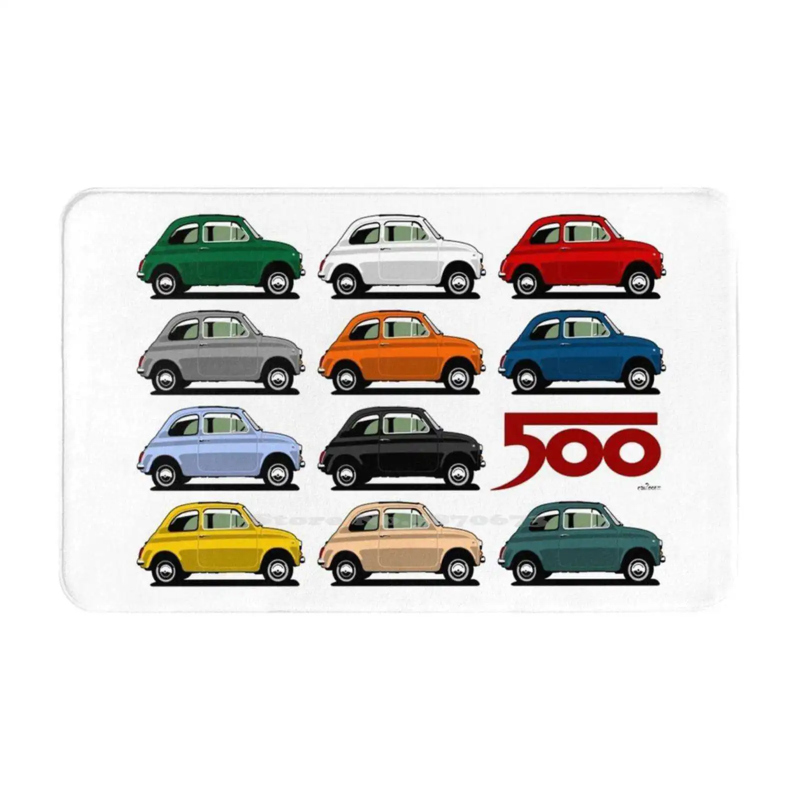 Fiat 500 Side View Soft Cushion Car Home Carpet Door Mat Fiat 500D 500L 500R 500F Belina Giardiniera Lusso Rinnovata Jolly