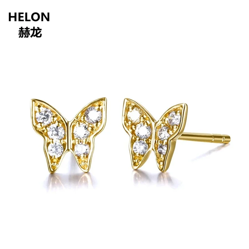 SI/H Single Cut 100% Natural Diamond Earrings for Women Solid 14k Yellow Gold Trendy Stud Earrings Party Fine Jewelry Gift