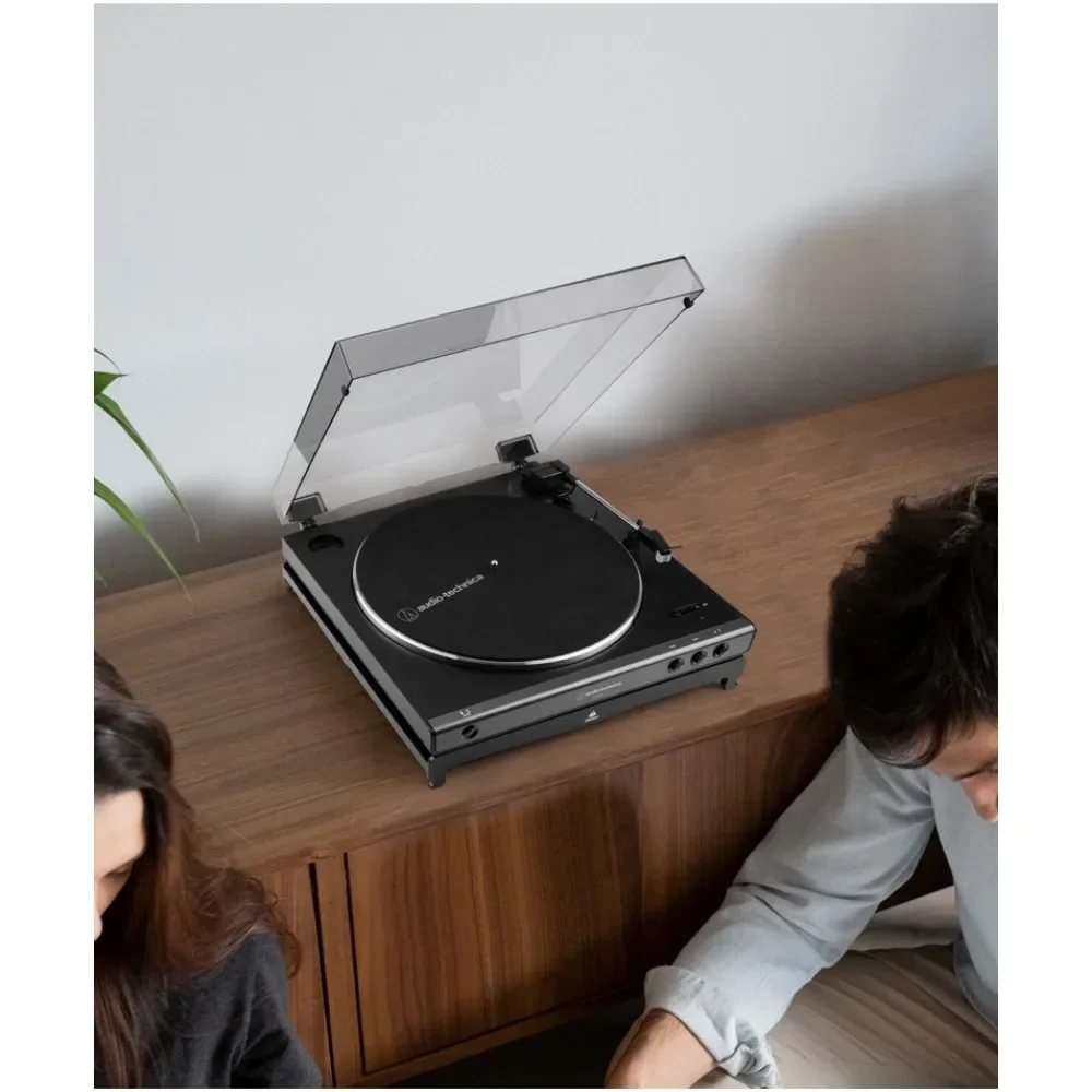 Base de mesa para toca-discos em acrílico com superfícies brilhantes e refinas para Audio-Technica AT-LP60XBT-BK