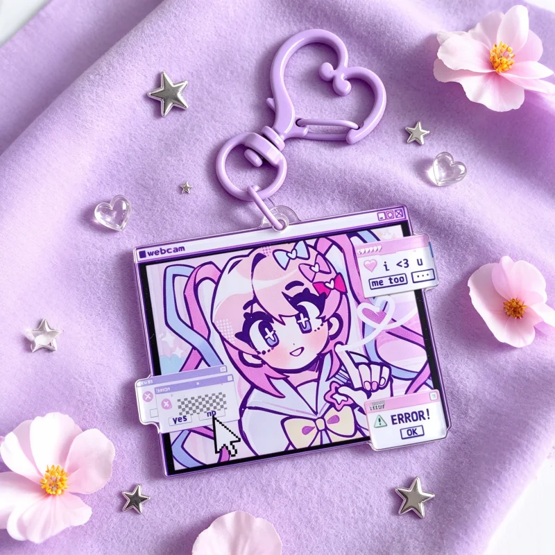 NeeDY StreaMER OverLoad Acrylic Keychain kawaii Angel Charm KeyRing Bag Pendant Needy
