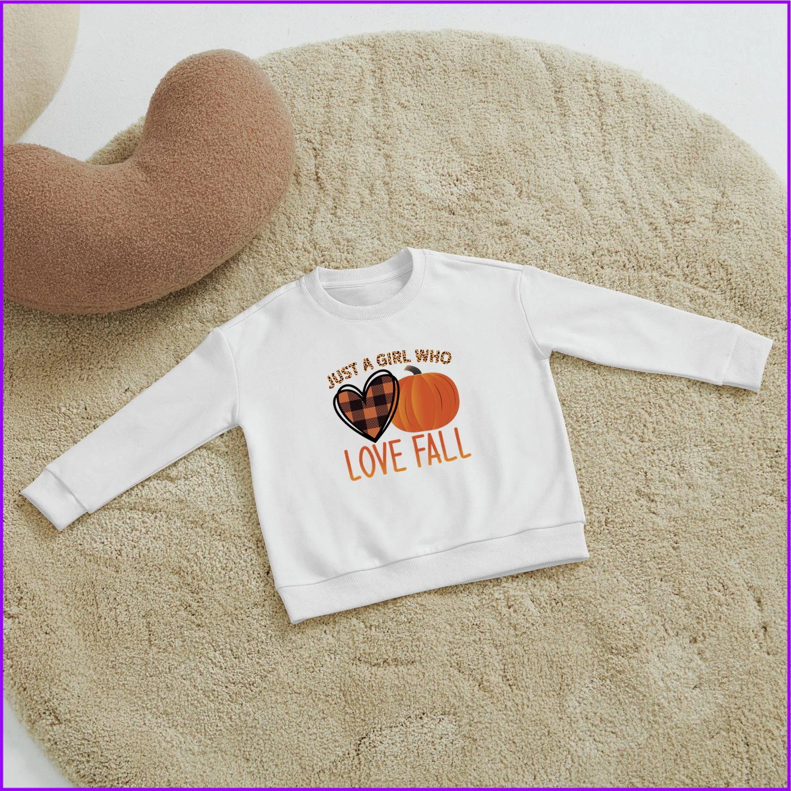 Just A Girl Who Lovev Fall Pmpkin Thanksgiving Gift Yhb1350 Kids Boys Girls Bluzy z kapturem Bluzy z kapturem Odzież Bluzy