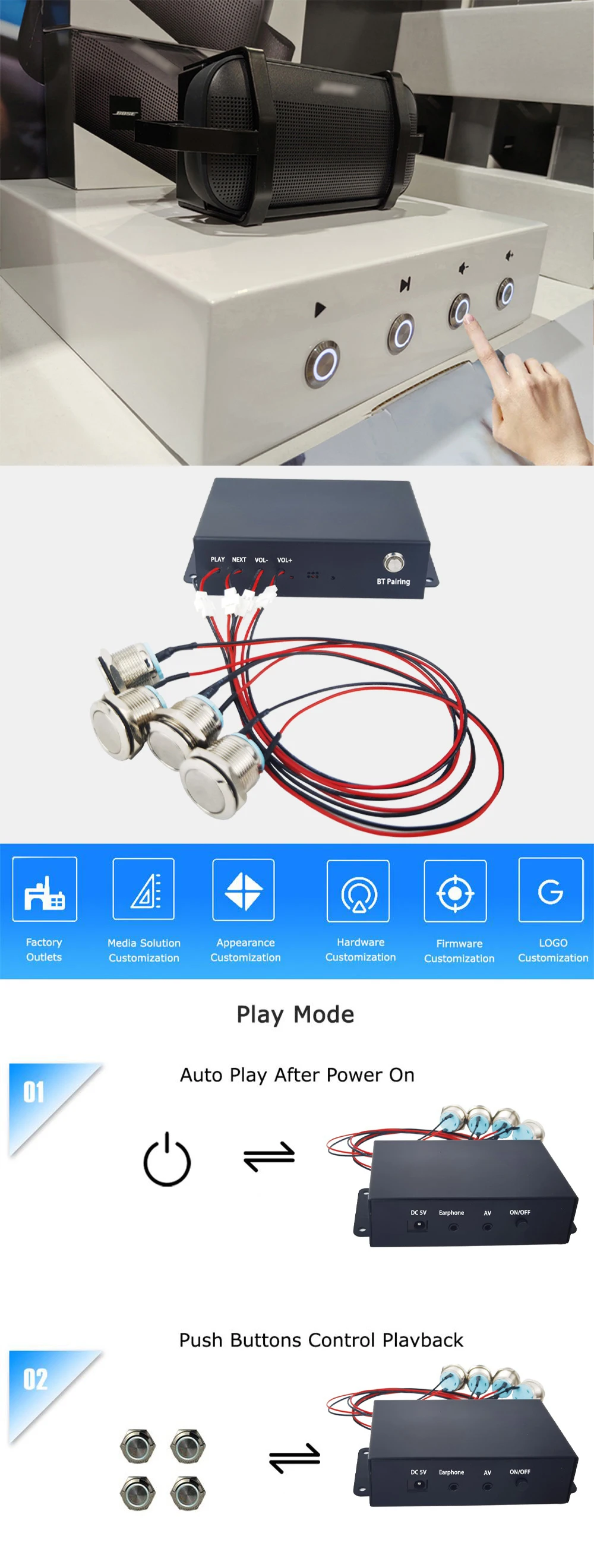4K HD-MI Ausgang Audio-Video-Mediaplayer-Box mit BT-Kopfhörern zum Musikabspielen, Perfekte Darstellung der Klangqualität der Kopfhörer – Detail 1