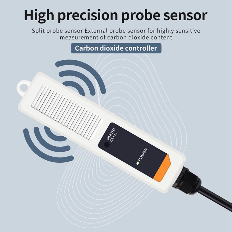 ABSJ-デジタル二酸化炭素コントローラ CO2 モニター NDIR センシングプローブ 0-5000Ppm 濃度テスター温室植物用