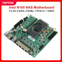 2025 Topton 12th Gen Intel N100 4*2.5G i226 NAS Motherboard 6-Bay 6*SATA3.0 Soft Routing 1*DDR5 4800MHz Firewall ITX Mainboard