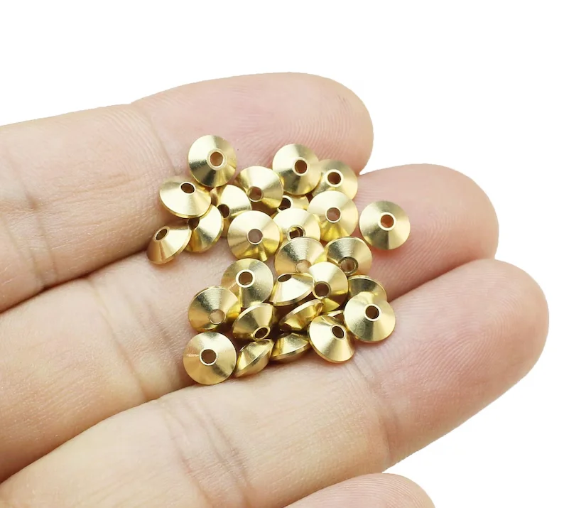 

100pcs Rondelle Spacer Beads, Raw Brass Round Beads, Solid Disc Sliders, Bracelet Beading, 6x3mm, Jewelry Supplies -R2920
