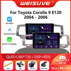 2 Din Android 13 autoradio per Toyota Corolla 9 E120 2004 2005 2006 lettore Video multimediale GPS Wireless CarPlay Stereo DVD