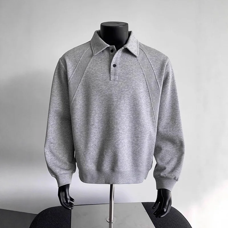 

Splicing Polo Shirt Sweater Men's Commuter Silhouette Pullover