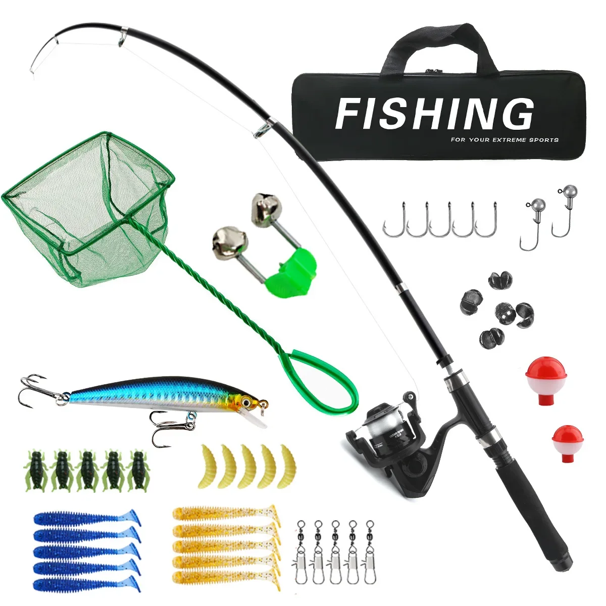 Lure Set 1.8m Portable Long-range Straight Handle Sea Fishing Sea Bass Fishing Gear Accessories Rod and Reel Combo Bait Hook