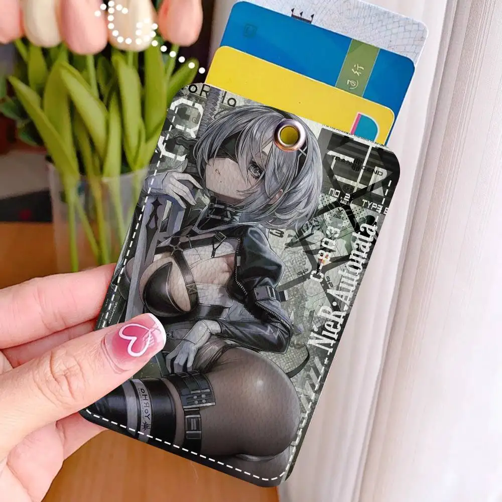 classic game N-NieR beauty girl Card Holder Suitable for Bank Business Work Card Holder Credit ID Card Badge Bag Holder Keychain