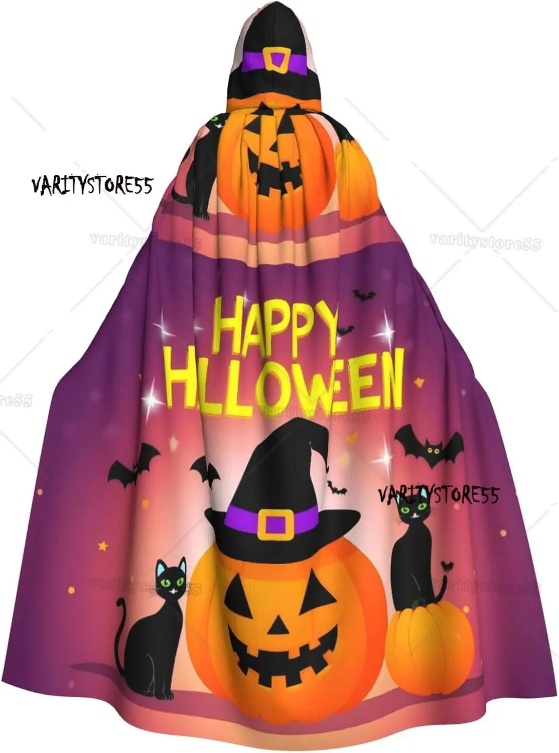 

Плащ для взрослых с принтом на Хэллоуин и капюшоном, костюм ведьмы-волшебника на Хэллоуин и Рождество