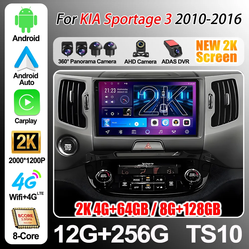 Android 16 For Kia Sportage 3 4 Sl 2010-2016 Car Radio Multimedia Video Player Gps Stereo Carplay 5g Head Unit Touch Screen Wifi