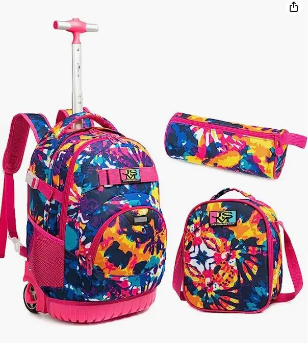 Imagem -06 - Jasminestar-bolsas de Carrinho Escolar para Meninos e Meninas Bolsas de Bagagem Mochila Infantil de 18 com Rodas