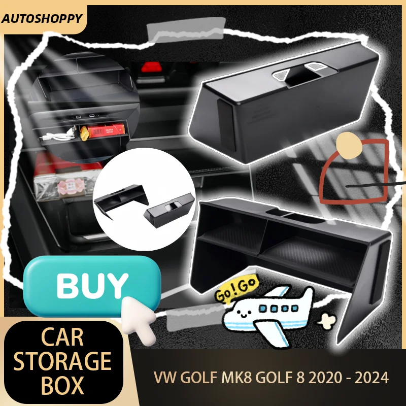 

LHD Car Central Console Storage Box For Volkswagen VW Golf 8 MK8 2019 2020 2021 2022 2023 2024 Organizer Box Accessories