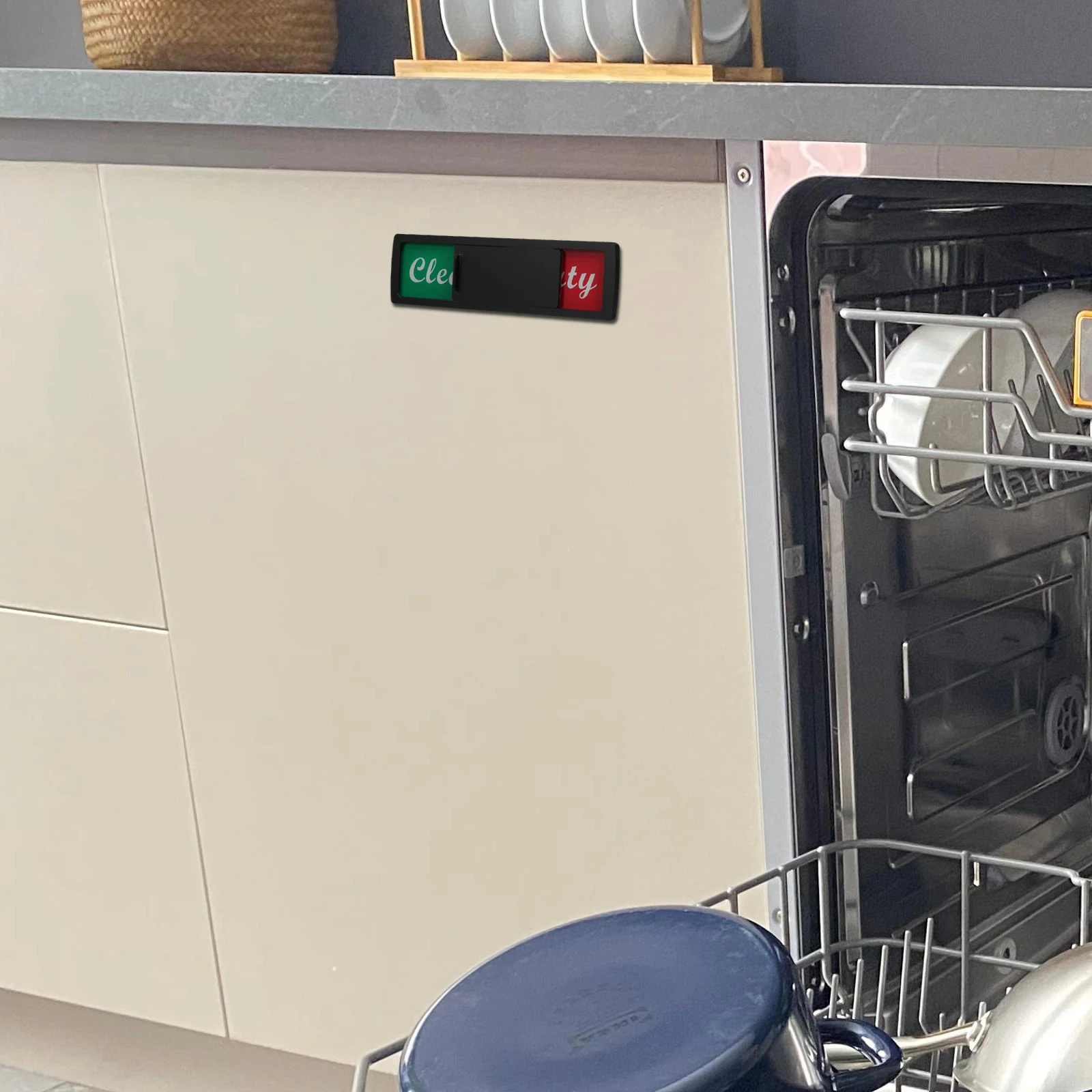 ملصق شعار غسالة الأطباق، مؤشر علامة نظيف قذرة، تنظيف مغناطيسي مغناطيسي و #5