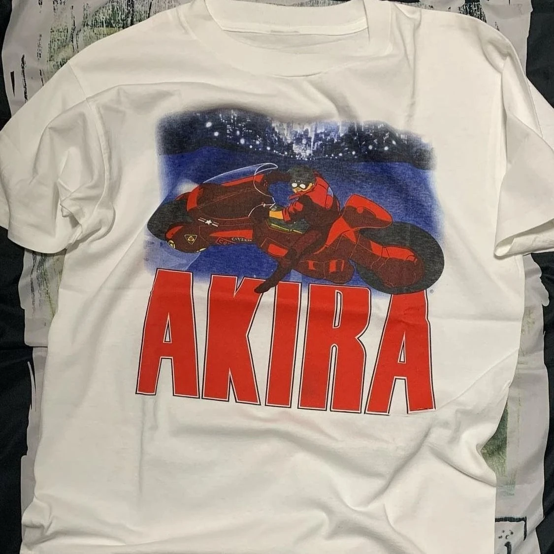 

Heavy Cotton Short Sleeve American Akira AKIRA Motorcycle Character Print Vintage Loose Crew Neck T-Shirt