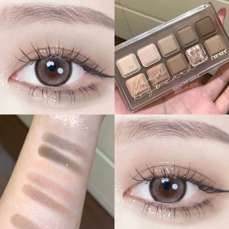 Paleta de sombra de ojos con purpurina rosa, sombra de ojos con bloqueo de Color duradero mate, paleta de maquillaje coreana, maquillaje cosmético resistente al agua, 10 colores