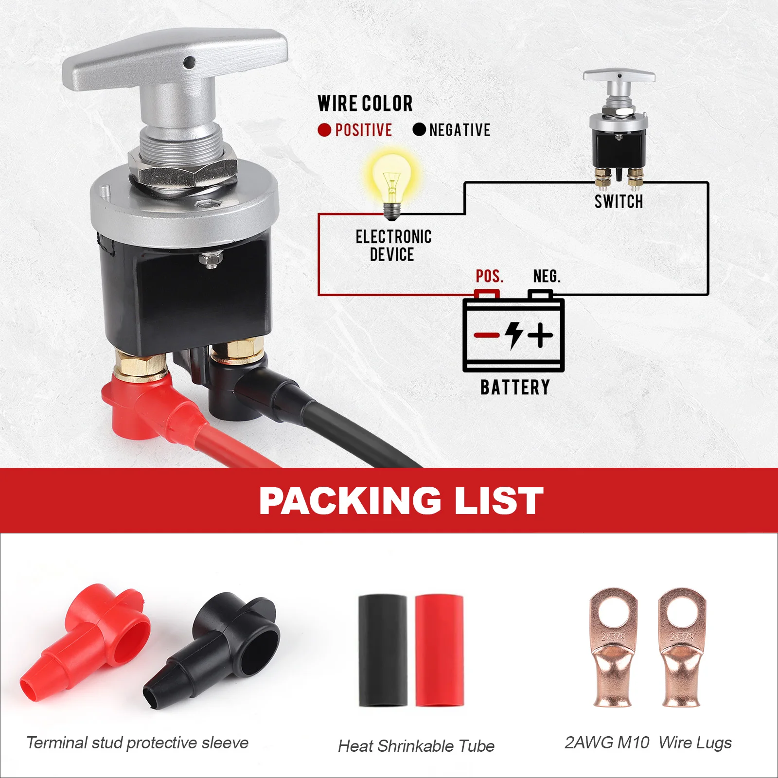 

1500A Heavy Duty Battery Kill Mass Switch Kit Battery Circuit Cutter For RV Camper Van Truck Boat Rush Cut Isolator Kill Switch
