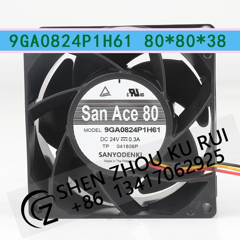 

Sanyo 24V 0.3A 8038 8CM ball bearing frequency converter Axial flow 3-wire 9GA0824P1H61 coolingfan
