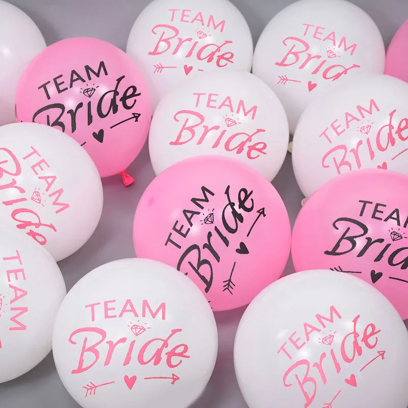 10pcs Team Bride Latex Balloons Bachelorette Party Bridal Shower Bride To Be Air Balloon Decorations Wedding Engagement Supplies