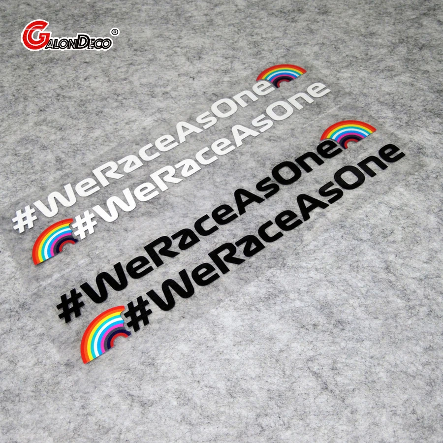 S152 We Race As One F1 pegatinas de coche de carreras, calcomanías de vinilo reflectantes de arcoíris para casco de motocicleta, tapa de tanque de combustible, maletero, ventana automática